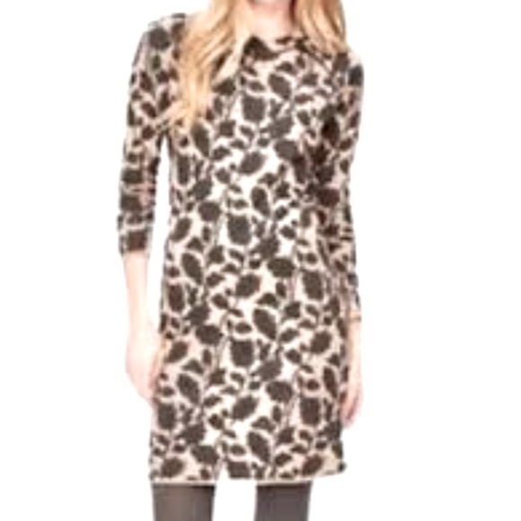 LOFT Dresses & Skirts - Loft Sweater Wool Blend Knit Dress Long Sleeve Crew Neck Textured M Tan Gray